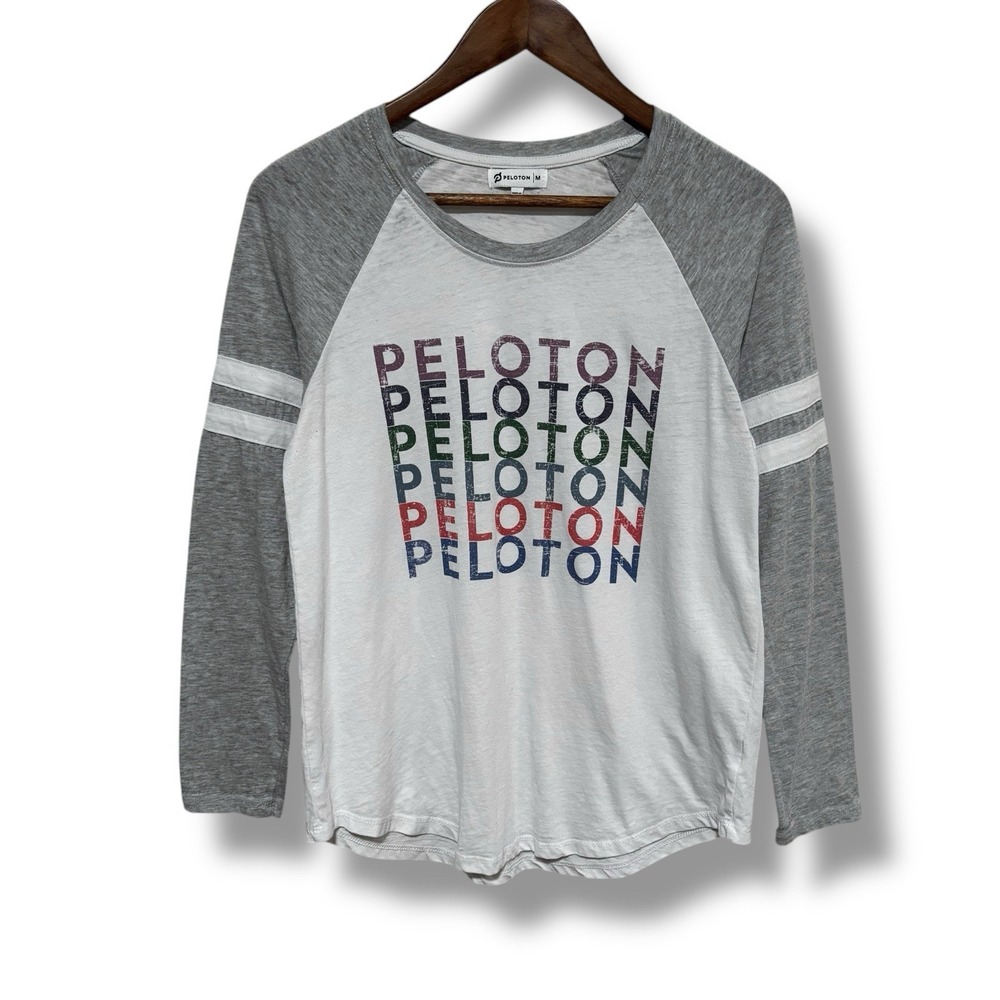Peloton Women's Graphic Logo Long Sleeve Shirt Size Medium 18.5 x 26